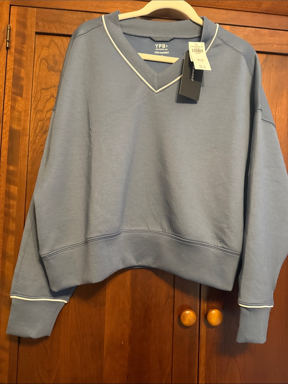 YPB Blue V-Neck Cropped Sweatshirt